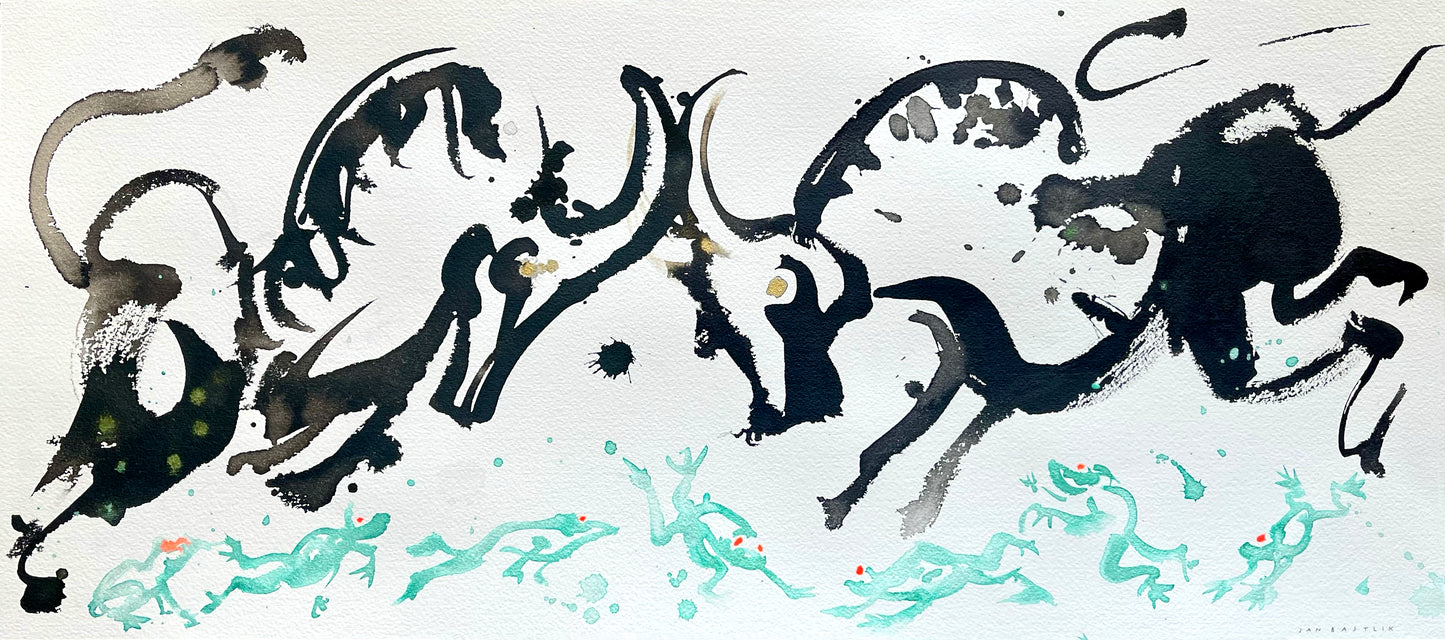 JAN BAJTLIK - LES DEUX TAUREAUX ET UNE GRENOUILLE - SOLD 🔴